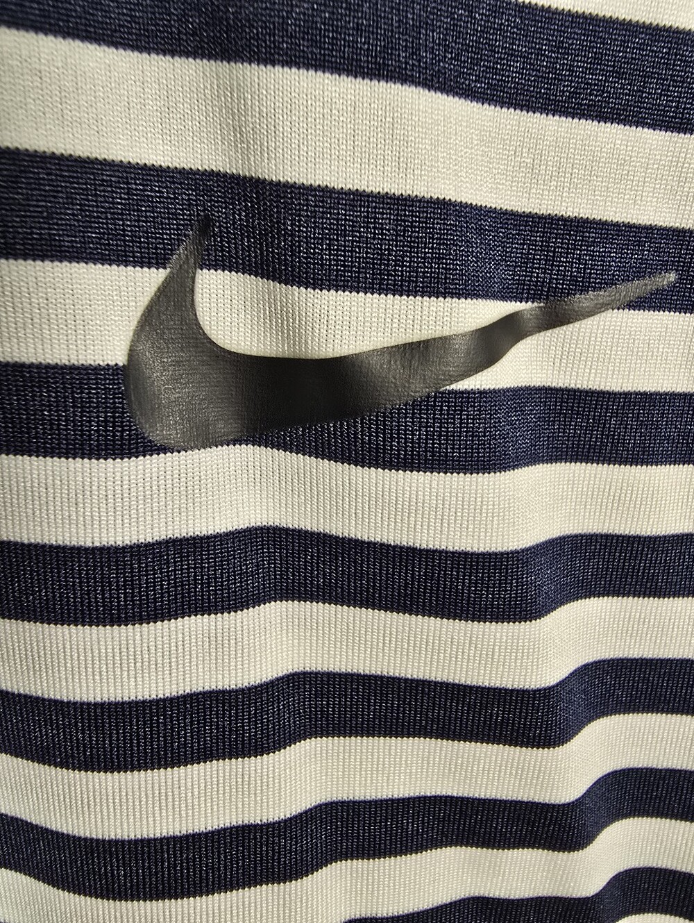 NWOT Nike Mens Navy and White Striped Dri-fit Short Sleeve Golf Polo Size L - Picture 4 of 11